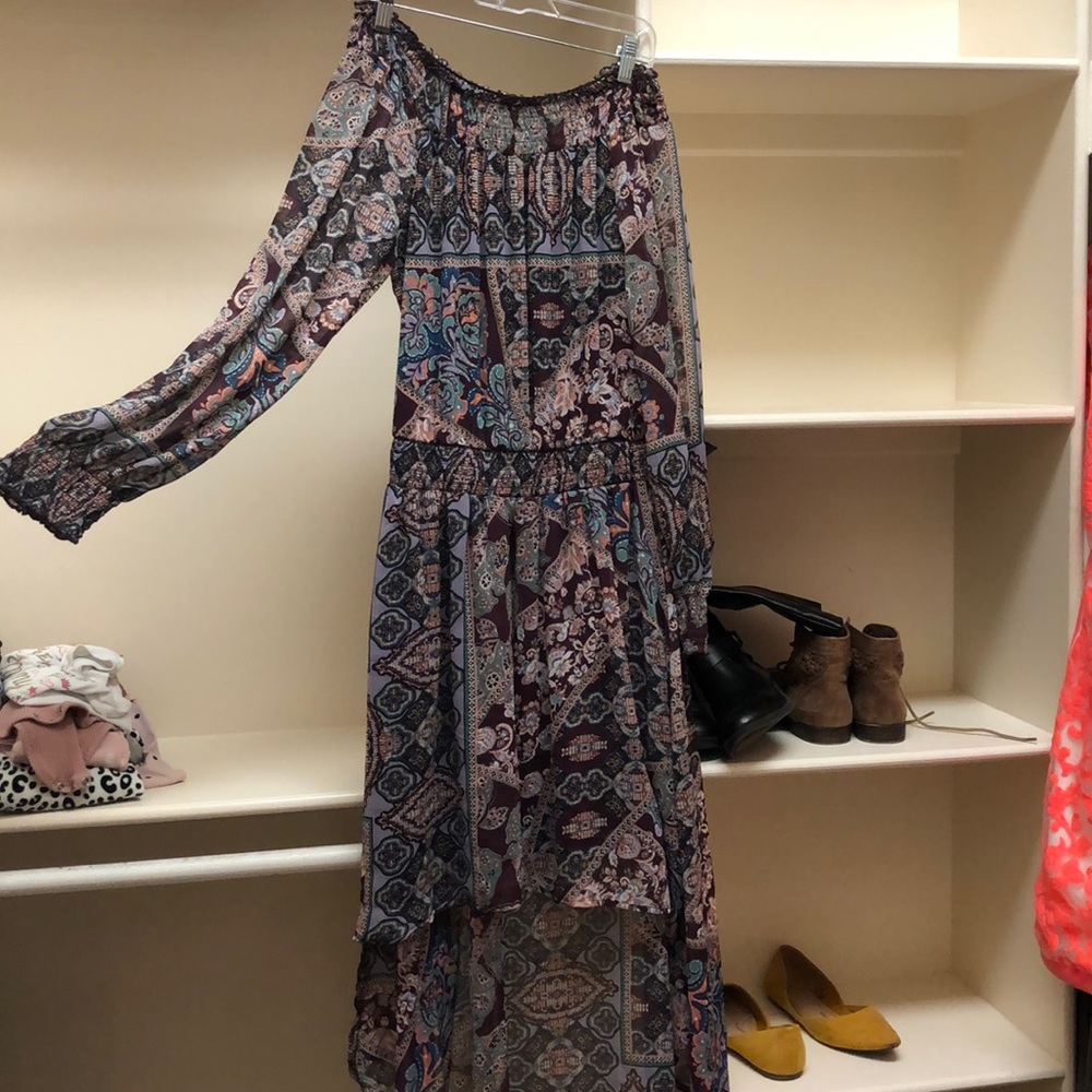 Off-the-shoulder high low dress